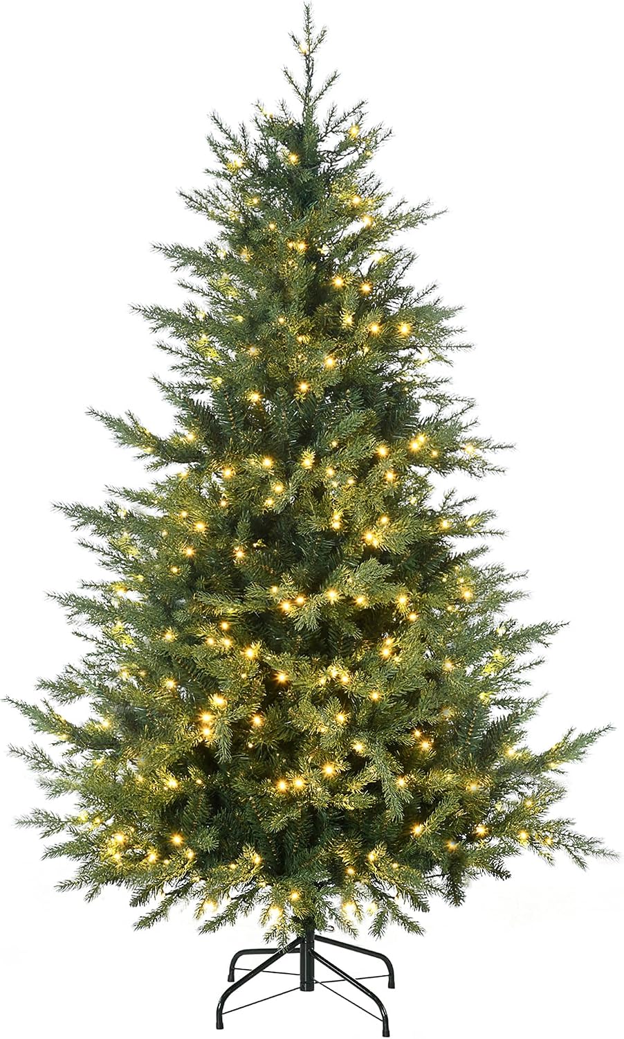 homcom 6ft tall prelit artificial christmas tree with, main product view