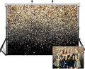 SJOLOON Black and Gold Backdrop Gold Spots Backdrop Vinyl Photography Backdrop Vintage Background for Family Birthday Party Newborn Studio Props 11547(7x5FT)