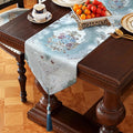 HeMiaor Retro Embroidery Pattern Table Runner with Tassels for Luxurious Home Decor for Party Dinner 120 inches Long Light Blue