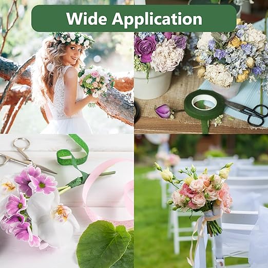 NESCCI Flower Tape,Floral Tape for Bouquets,12 Rolls of 1/2 "Wide Dark Green Flower Tape,Used for Wrapping Bouquet Stems and Flower Crafts,Wedding Bouquet (Dark Green, Size 264 Yards)