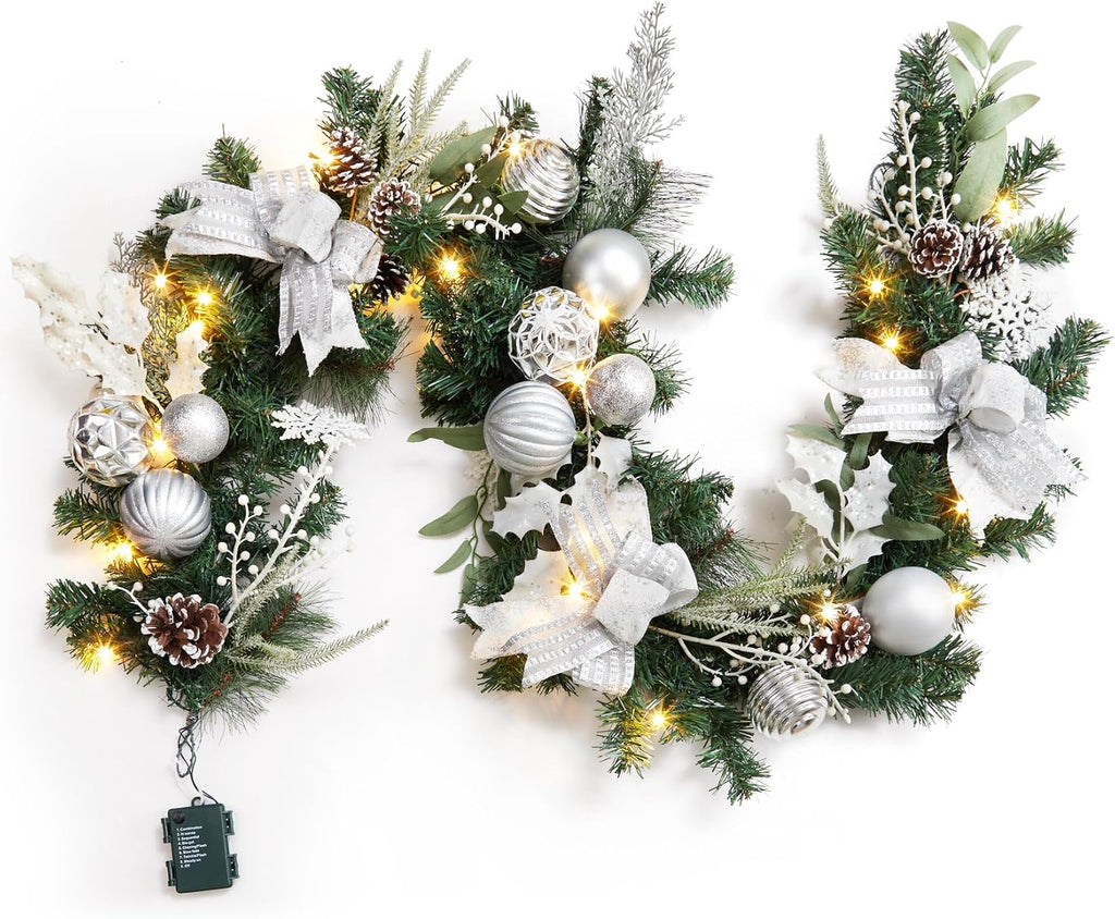 6ft lighted christmas garland, battery operated christmas garland, main product view