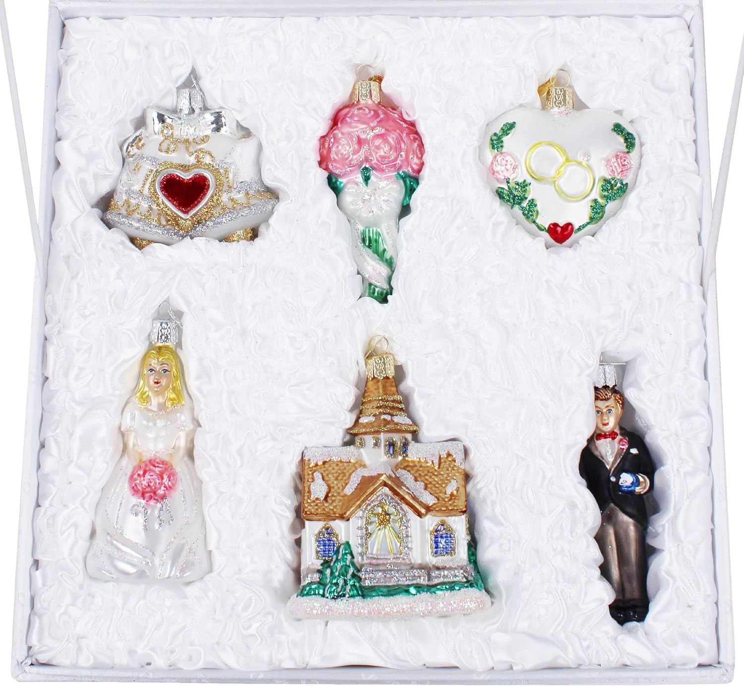 Wedding Collection Set of 6 Glass Old World Christmas Ornament 14011