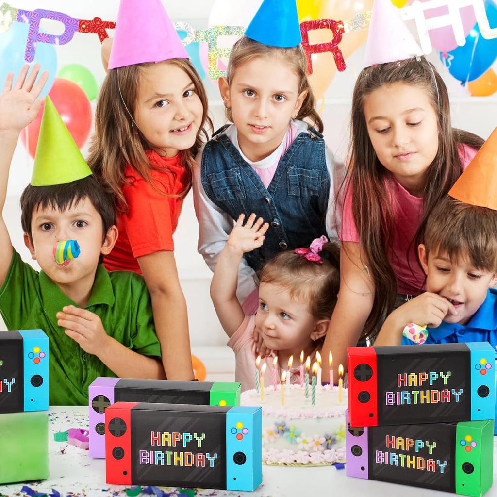 Party Decorations 16 Pack - Video Game Party Favor Boxes for Kids Boys 8-12 - Happy Birthday Game Paper Party Boxes - Goodie Treat Candy Gift Bags