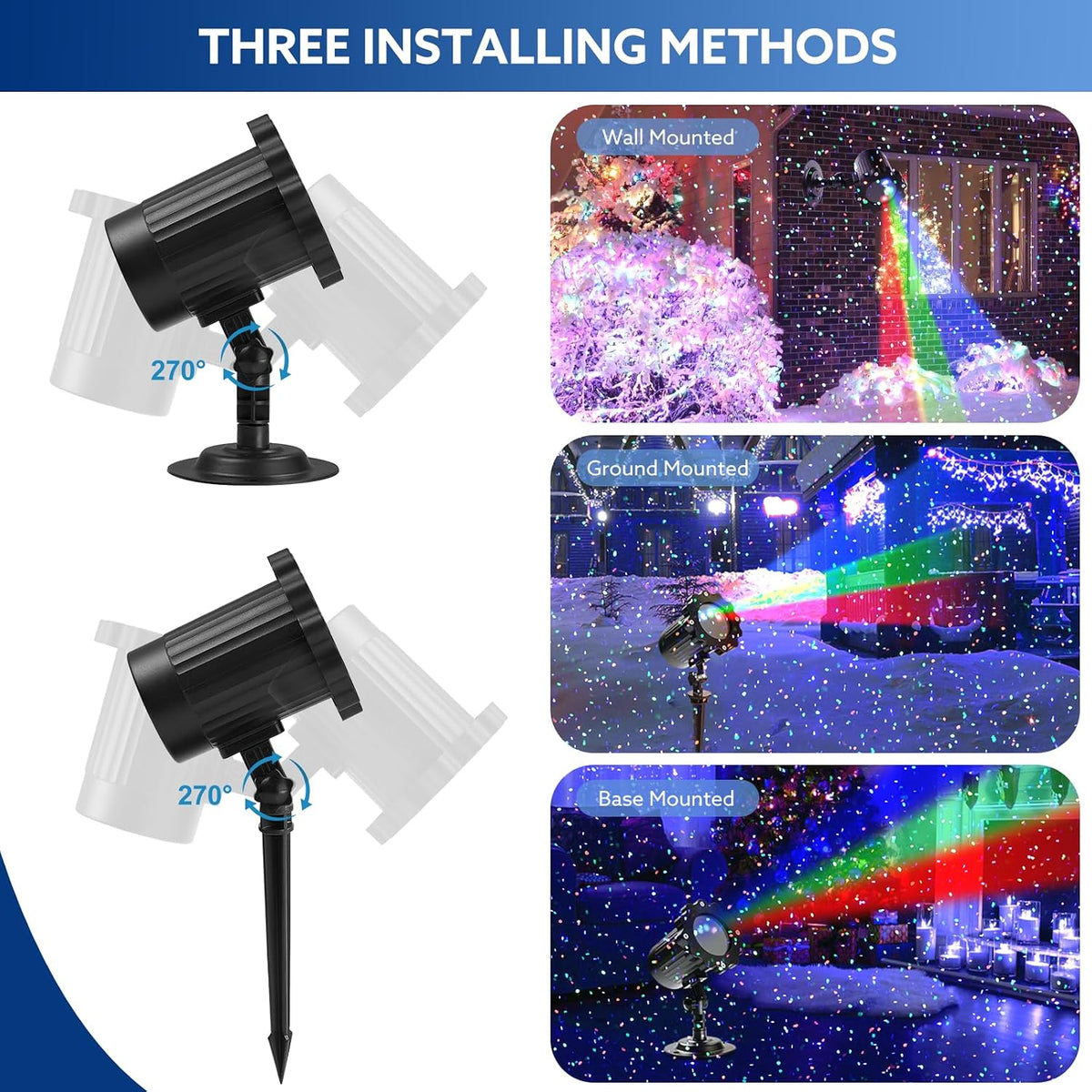 Outdoor RGB Laser Projector Lights 3 Color Starry Sky Firefly Effect