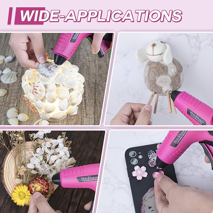 Cordless Hot Glue Gun, 7.2V Pink 15s Fast Preheating Glue Gun Set with 25PCS Mini Glue Sticks, Rechargeable Wireless Hot Melt Glue Guns for DIY, Arts&Crafts, Decoration, Gift for Women
