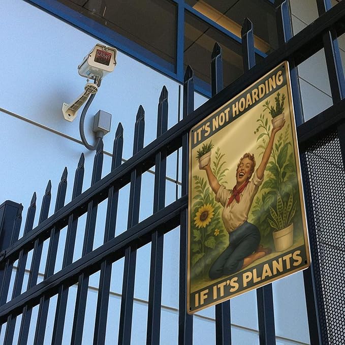 Vintage Metal Garden Sign - "It's Not Hoarding If It's Plants" - Funny Gardening Gift for Plant Lovers, Indoor Outdoor Decor for Home, Greenhouse, Yar