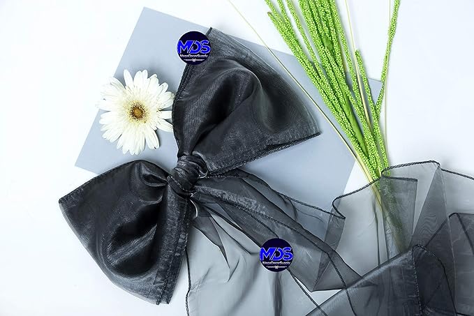 MDS Pack of 75 PCS Organza Chair Sashes Wider Dining Chair Bows Ribbon Tie Back for Wedding Party Birthday Bridal Shower Reception Event Banquet Home Chair Cover Decoration - Silver Gray