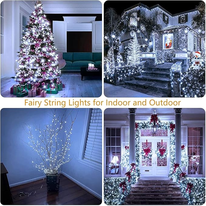 66Ft 200LED Fairy Lights Plug in with Remote, Waterproof String Lights Outdoor & Indoor 8 Modes with Timer, LED Twinkle Lights for Girl's Room Garden Patio Halloween Christmas Decorations (Cool White)