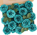 N&T NIETING Artificial Flowers Foam Roses 25 pcs Peacock Green Fake Roses w/Stem for DIY Home Decor Indoor Outdoor Centerpieces Arrangements Bouquets
