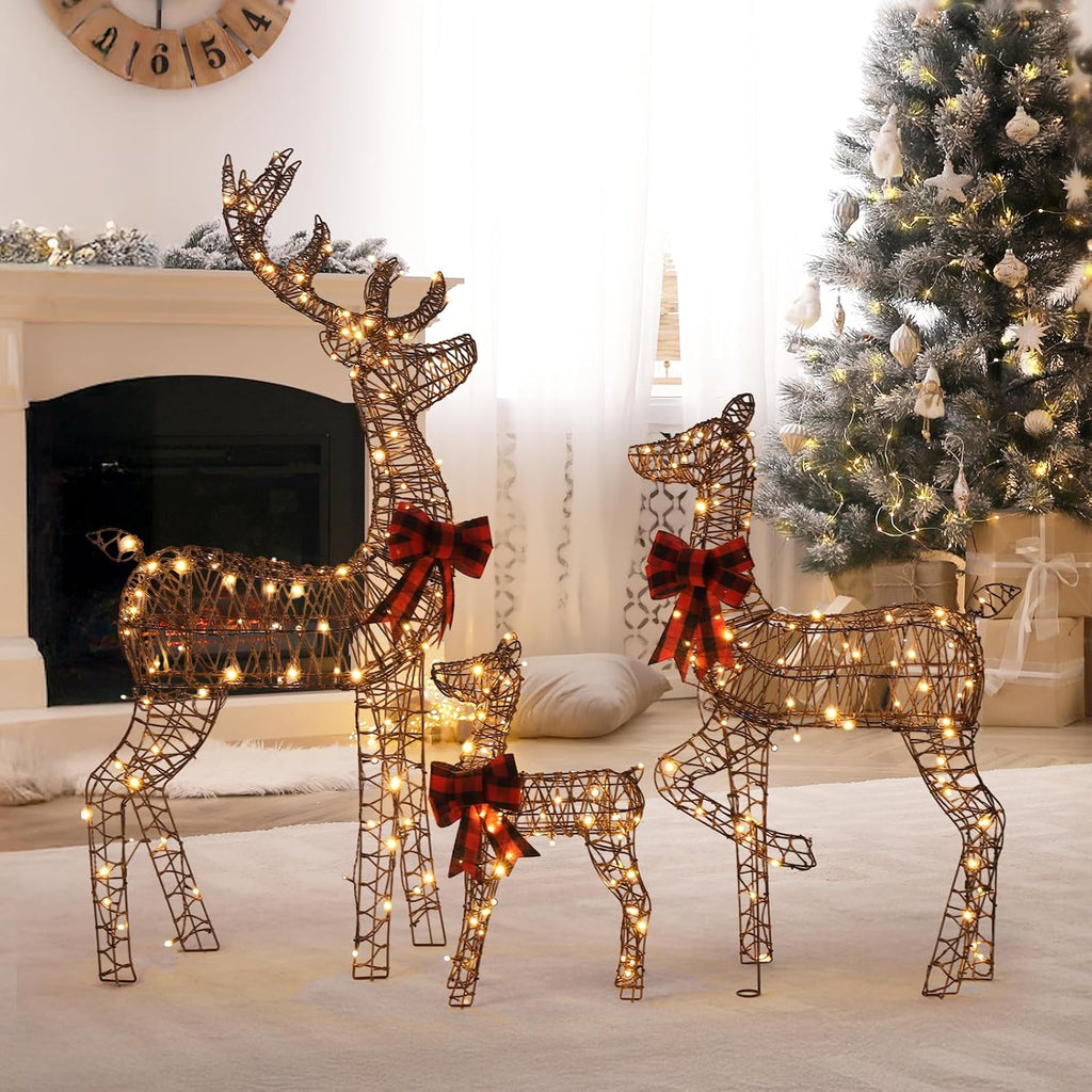 vingli 3 pack 5ft lighted reindeer set christmas, main product view