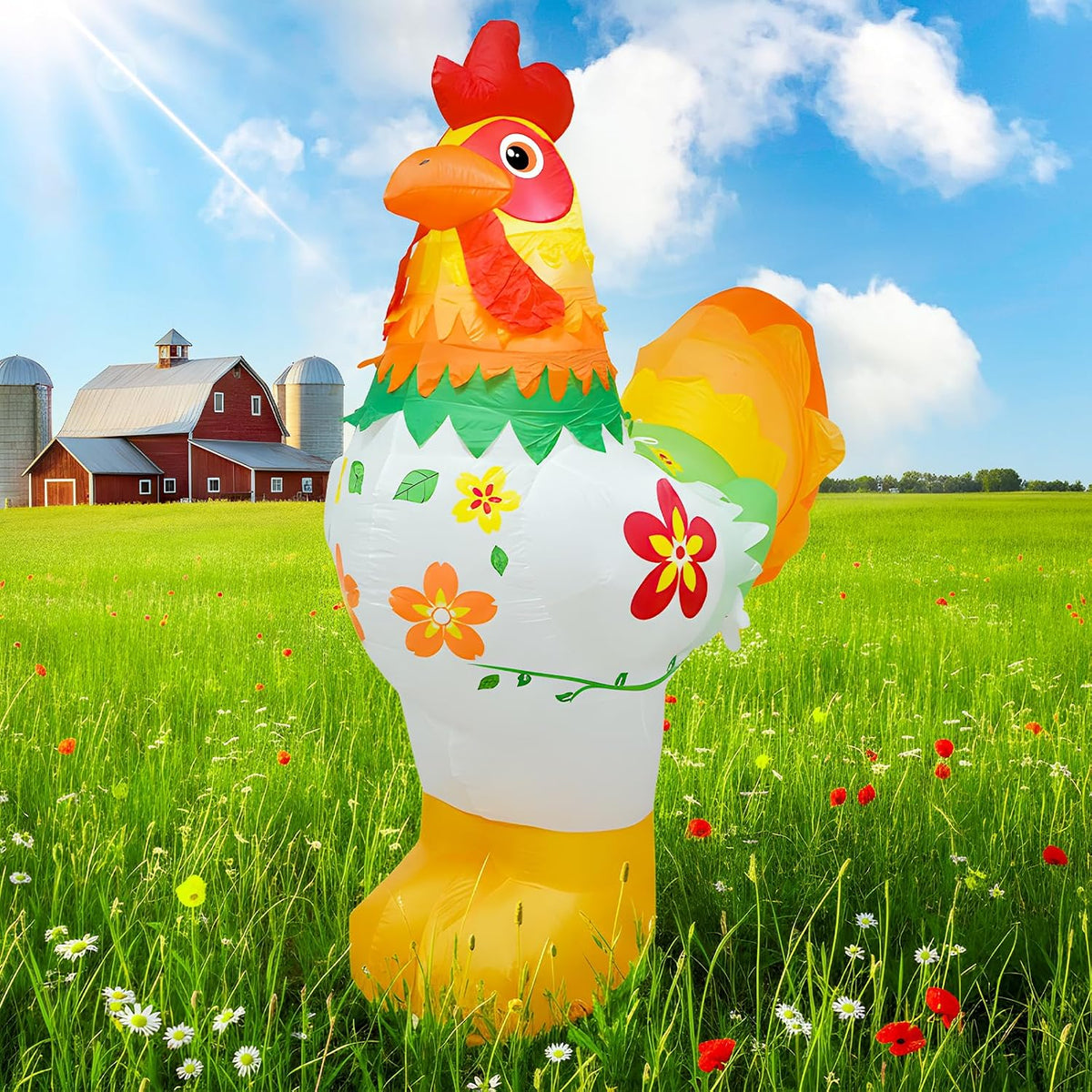 6ft christmas spring farm ranch rooster inflatables cute, main product view
