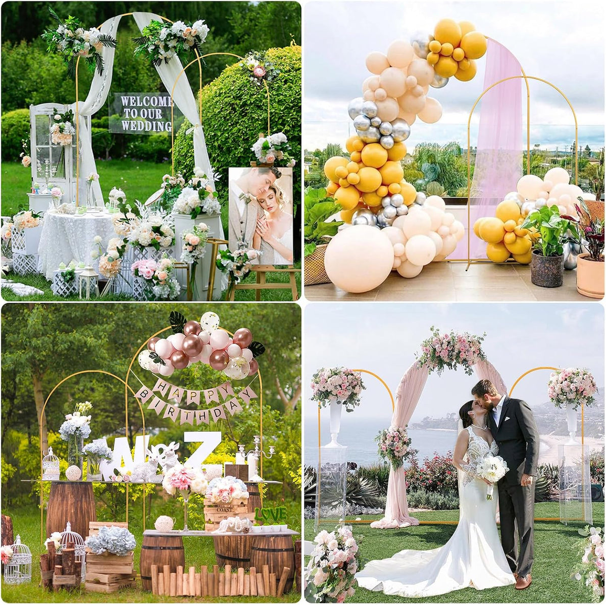 suuwoee wedding arch backdrop stand set of 2 showing dimensions