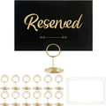12 Pack- Gold Foil Reserved Signs for Wedding and Restaurant Tables with Stand and White Card - Elegant Seating Signs (Black)