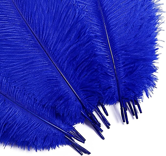 Bulk Royal Blue Ostrich Feathers - 12pcs 12-14inch Crafting Supplies for Centerpiece Table Decorations