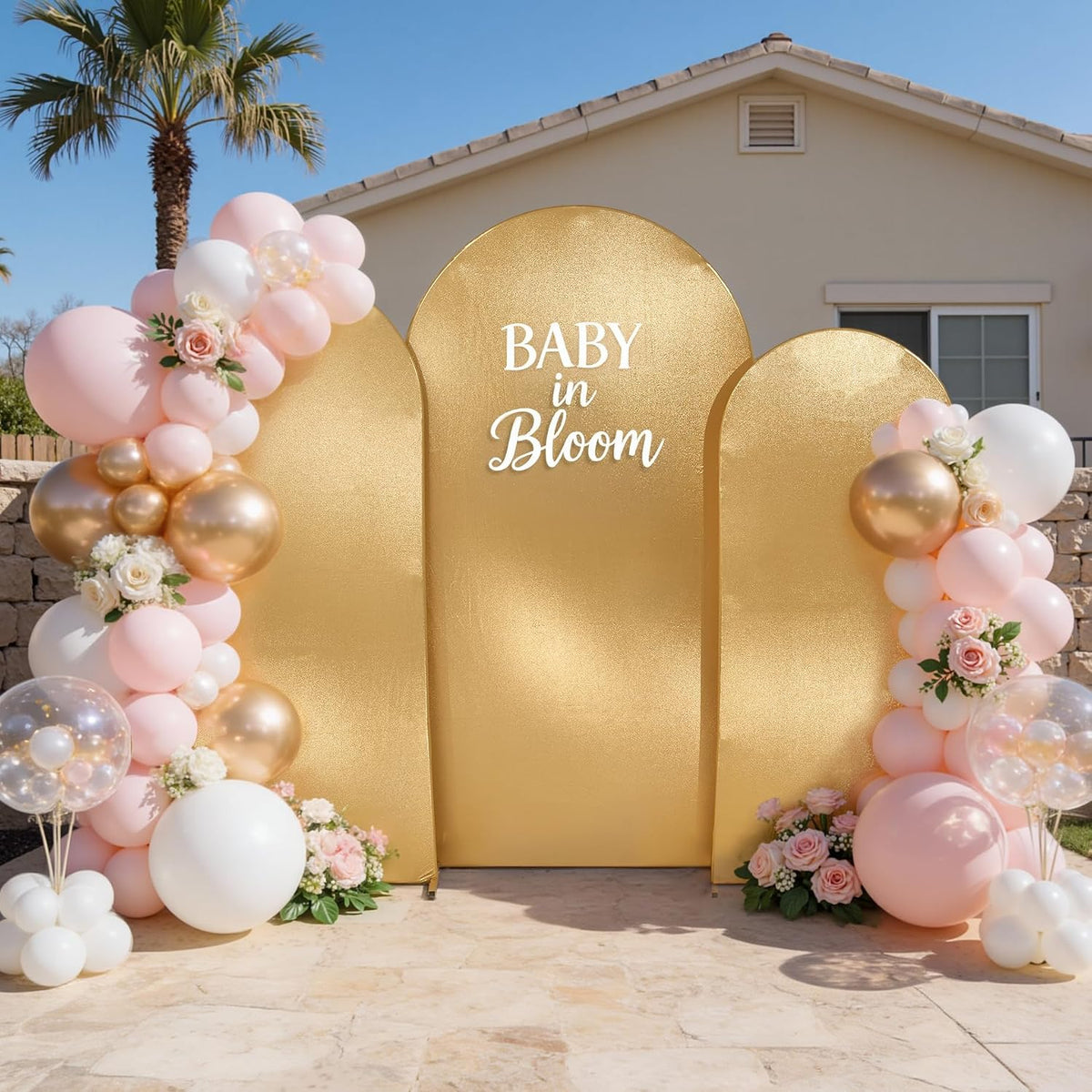 gold black sequin arch backdrop cover 3set 6, close-up detail