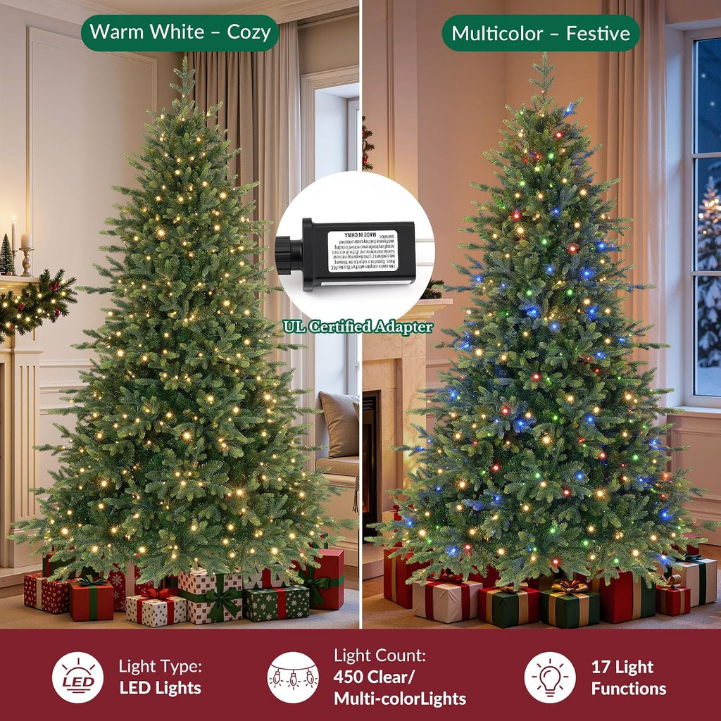 shareconn 7.5ft prelit artificial fir christmas tree with, package contents