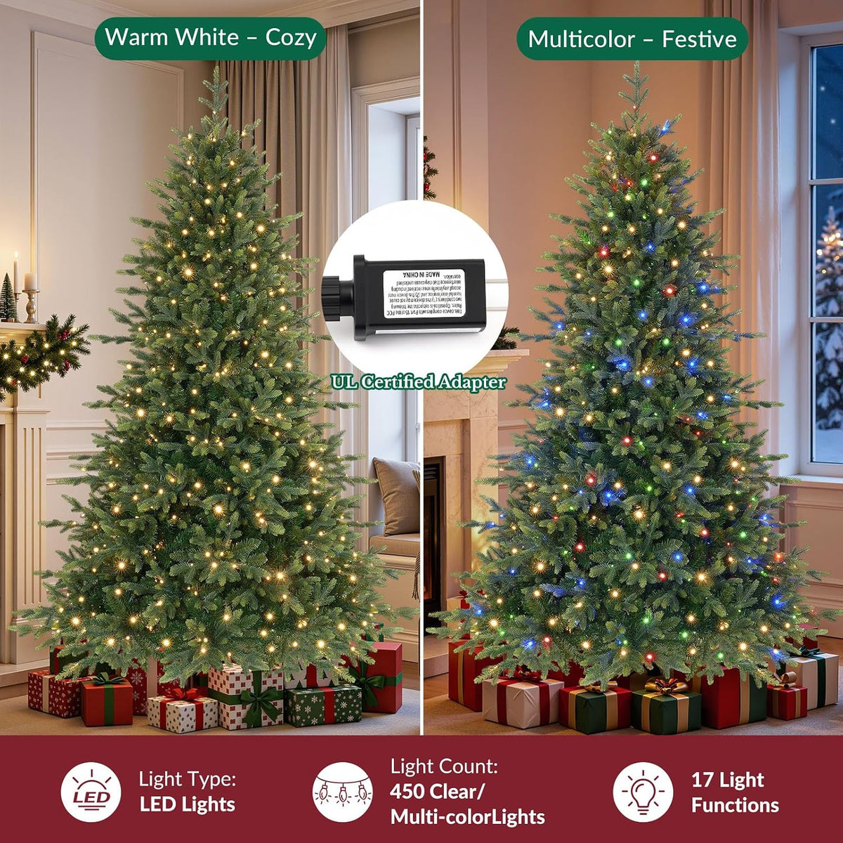 shareconn 7.5ft prelit artificial fir christmas tree with, package contents