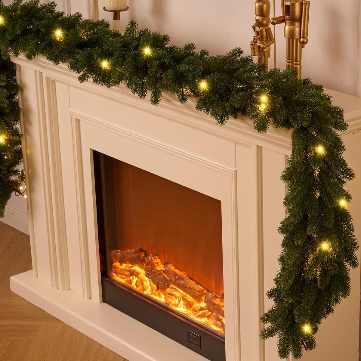 6ft 1pcs prelit realistic faux norfolk pine garland, view 9