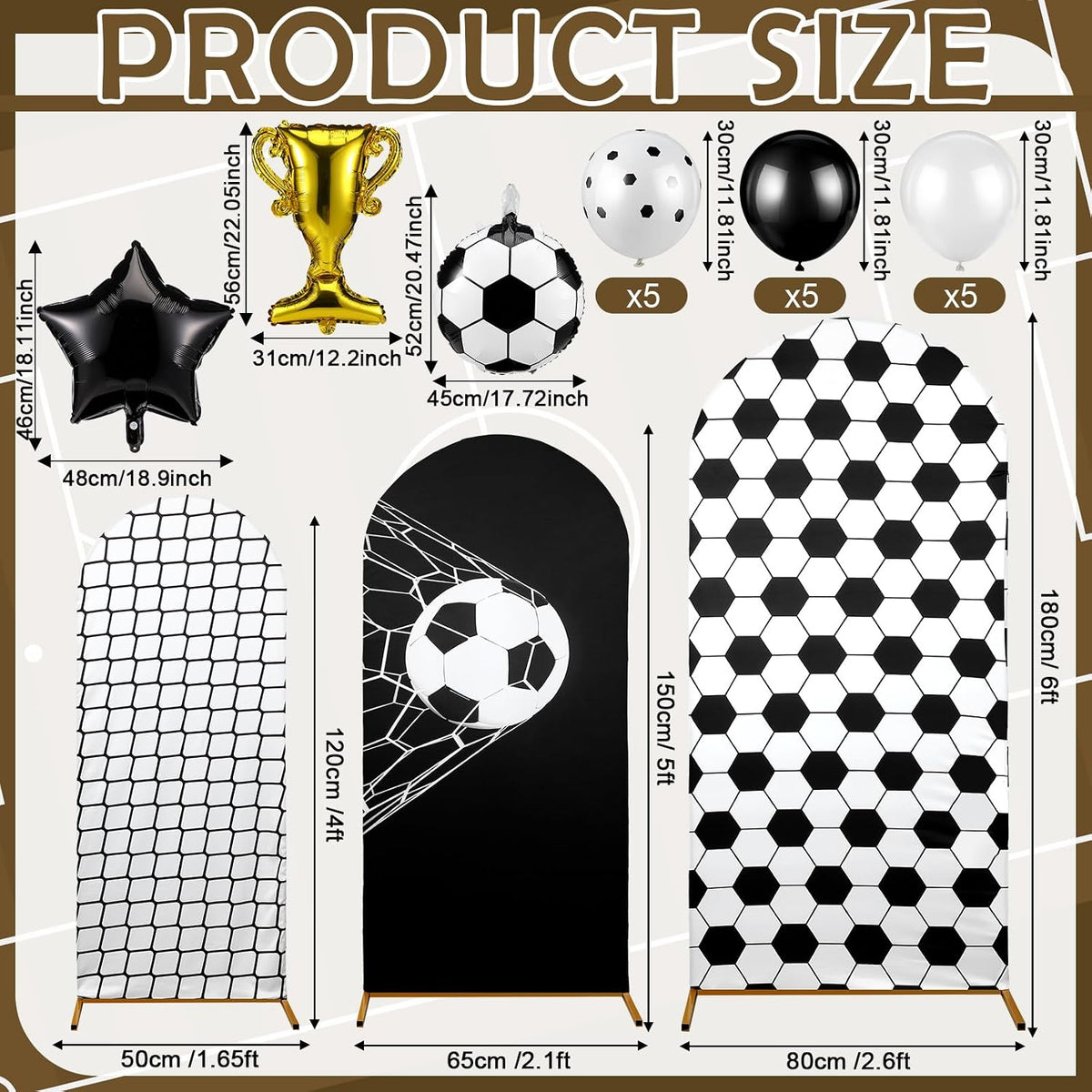 foilswirl spandex arch backdrop cover 34 pcs soccer, close-up detail