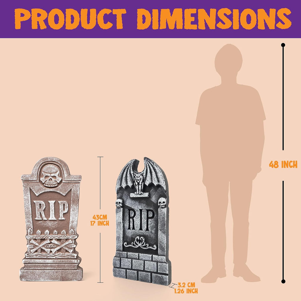 joyin 17” halloween foam rip graveyard tombstones (5 showing dimensions