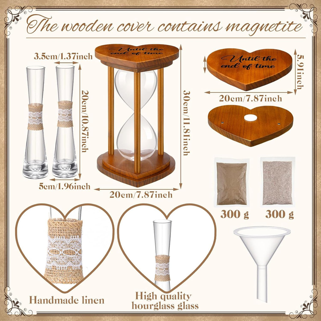 unity sand ceremony for wedding set hourglass, brown, side view