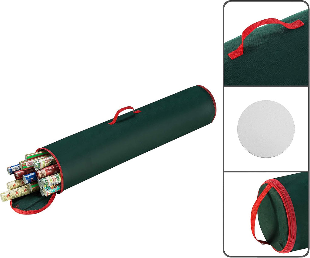 Wrapping Paper Storage Bag - 40-Inch Gift Wrap Organizer - Holds Up to 25 Rolls of Giftwrap - Christmas Storage by Elf Stor (Green)