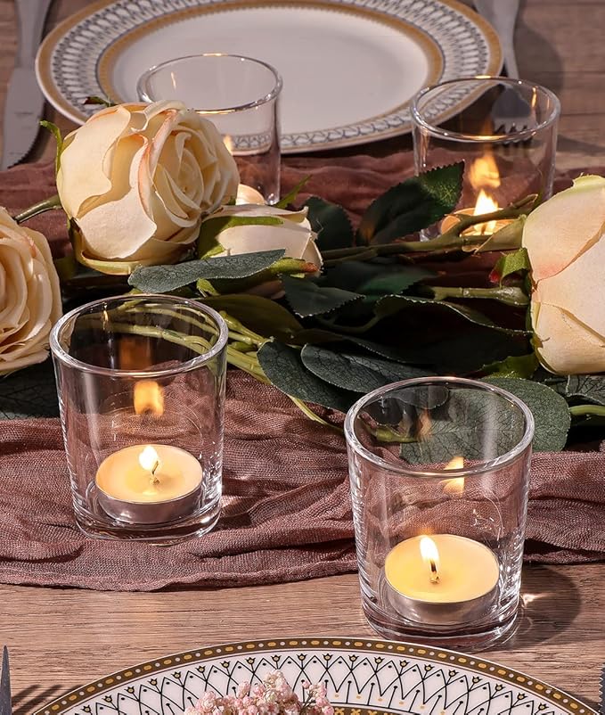 LETINE 72-Pack Votive Candle Holders Designed for Wedding Decor - Glass Candle Holder & Tea Lights Candle Holder - Candle Holders for Christmas, Wedding Centerpieces, Thanksgiving