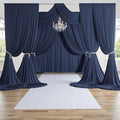 PartyVillage 50ft×15ft Navy Blue Backdrop Curtain for Wedding Parties, 10 Panels Wrinkle Free 15 FT Long Polyester Photo Backdrop Drapes Back Drop Cloth for Birthday Photography Background