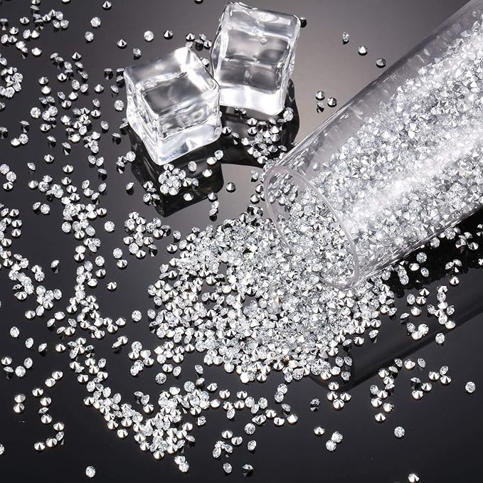 10000 Clear Wedding Table Scatter Confetti Crystals Acrylic Diamonds Rhinestones for Table Centerpiece Decorations Wedding Decorations Bridal Shower Decorations Vase Beads (Silver, 3 mm)