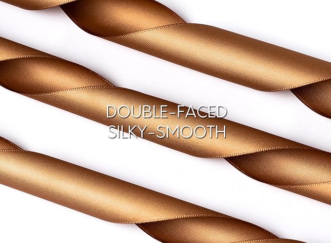 Brown Satin Ribbon 1-1/2 Inch 50 Yards Double-Faced Polyester Ribbons for Gift Wrapping Crafts Flower Bouquet Wedding Paper Christmas Holiday Decor