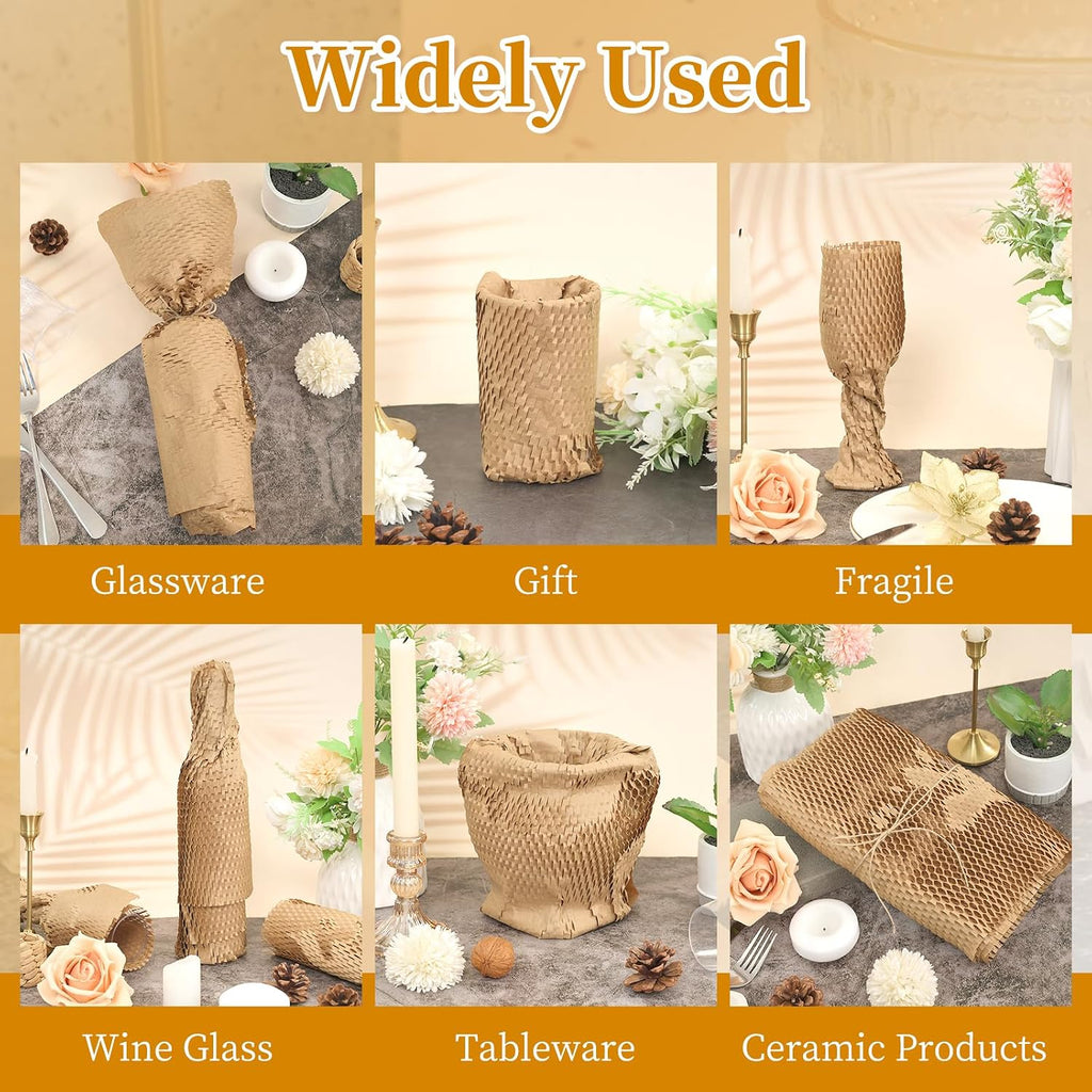 brown honeycomb packing paper 2 rolls, 15 x, side view