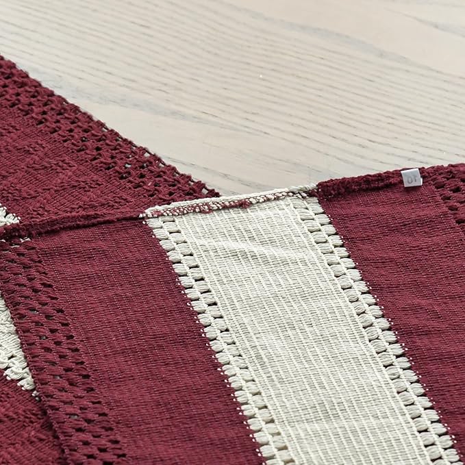 Artoid Mode Red Farmhouse Rustic Table Runner, Seasonal Hollow Kitchen Dining Table Decoration for Home Party Decor 12x60 Inch