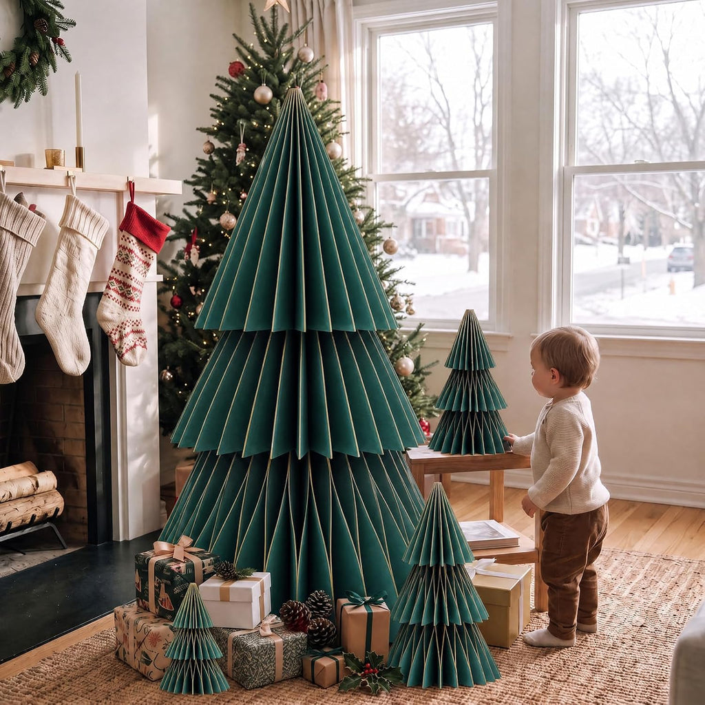 glikceil 4 set large honeycomb paper christmas tree, package contents