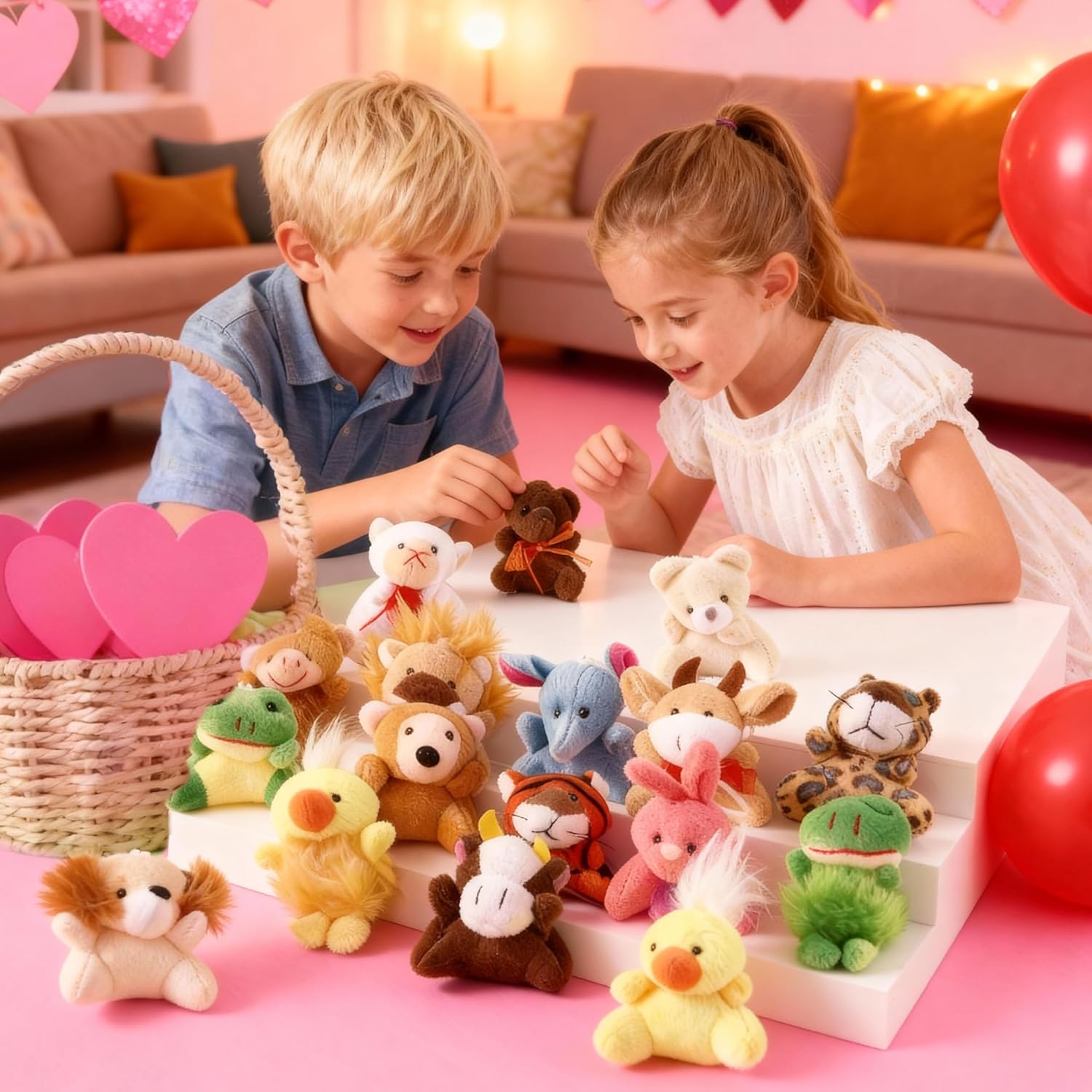 JOYIN 24 Pack Mini Animal Plush Toy Assortment (24 Units 3" Each), Animals Keychain Decoration for Kids, Small Stuffed Animal Bulk for Kids, Carnival Prizes, School Gifts, Party Favor Goodie Bags