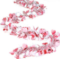 MTLEE 4 Pieces Valentine Tree Decorations Valentines Garland Shiny Heart Tinsel 6.56 Feet Each Metallic Tinsel Twist Garland for Mantle Tree Ornaments Wreath Wedding Party (Pink)