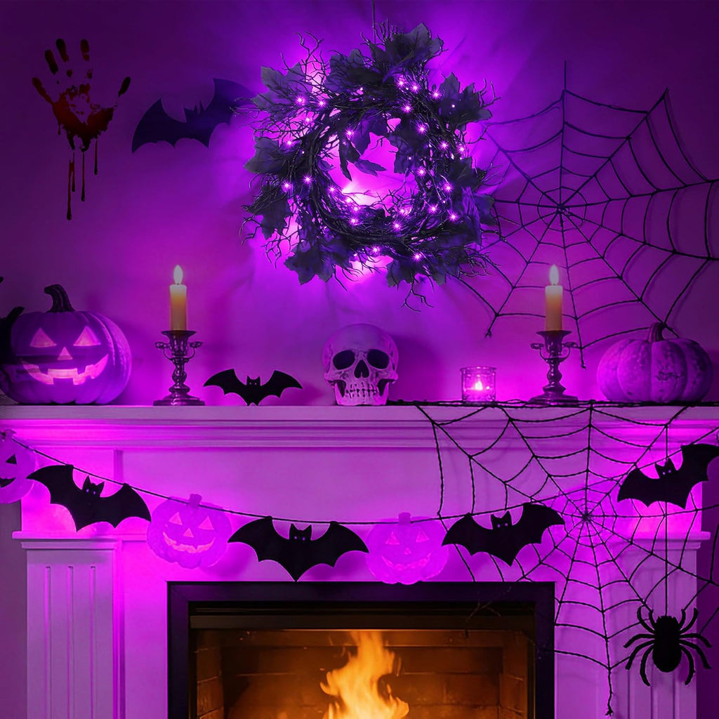 9ft lighted halloween garland decorations indoor, 66 led, package contents