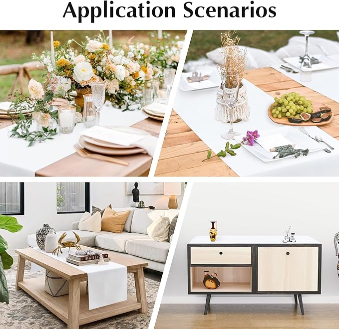 2 Pack White Small Short Table Runner 12 x 36 Inch Solid Color Runners Coffee Table Dresser for Daily Party Home Decoration