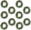 Lystaii 10pcs Christmas Candle Rings Red Artificial Berry Candle Rings with Grass Mini Christmas Wreath for Pillar Candle Christmas Holiday Table Decorations Rustic Wedding Table Centerpiece (Medium)