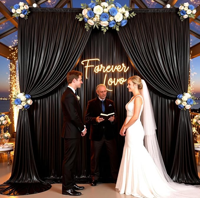 20ftx10ft Black Sequin Backdrop Curtain for Parties, Wrinkle Free Thick Glitter Sparkle Photo Backdrop Drapes 4 Panels 5x10FT Shimmer Back Drop Cloth for Wedding Birthday Halloween Background