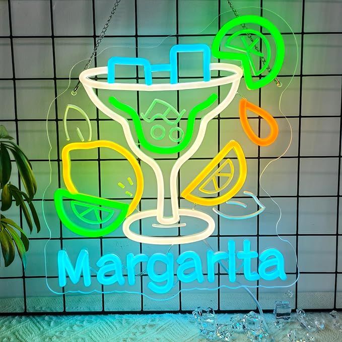 CNBEYOUNG Margarita Neon Sign, Neon Lights Hanging Wall Art Decoration for Restaurants Shop Cocktail Bar Kitchen Party Home Decor, USB - Driven, Super Bright & Adjustable,14.17x 12.6inches
