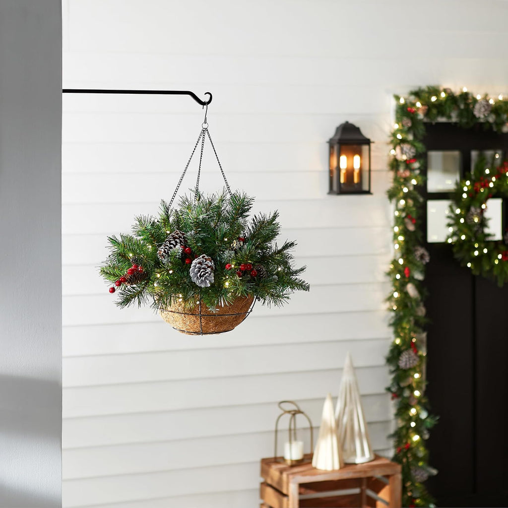 national tree company 20in pre-lit artificial christmas hanging, side view