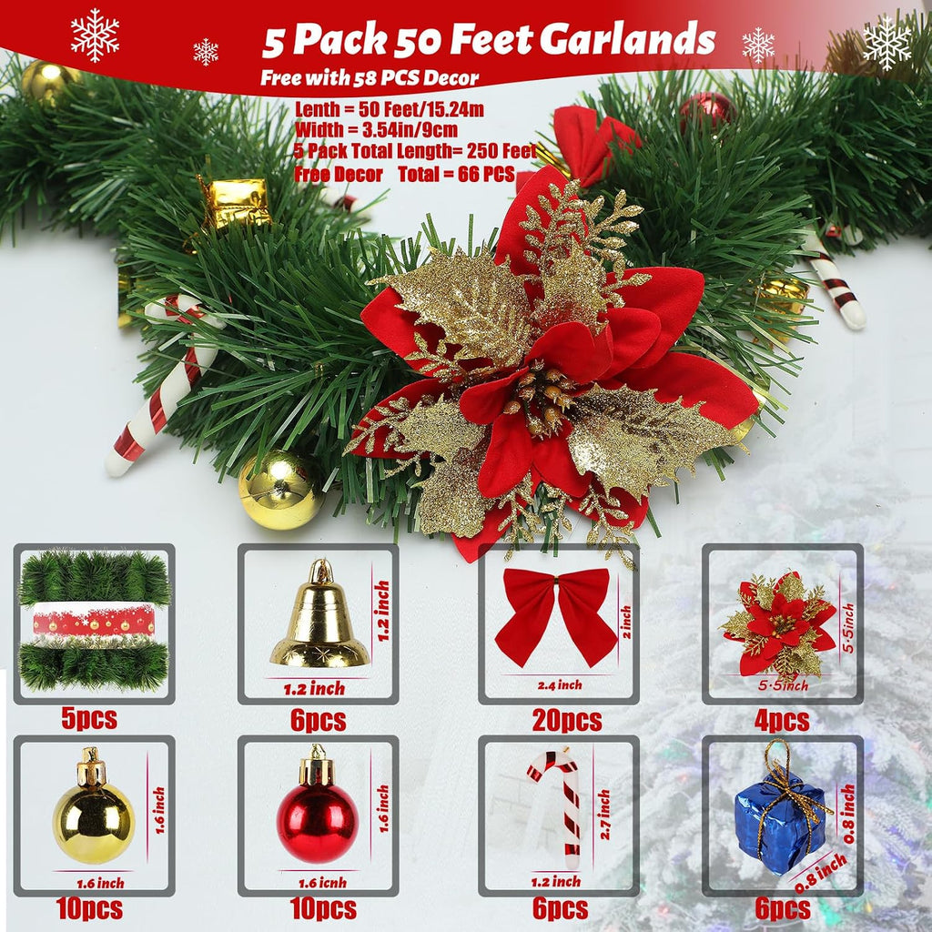 250ft christmas garland flower for christmas and non-lit shown in use