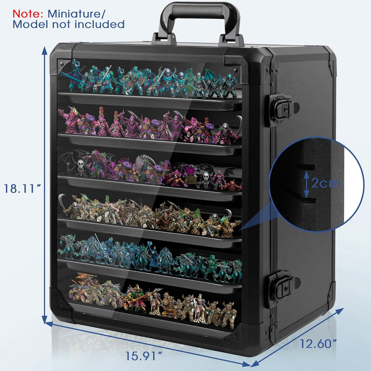 miniature storage case, carry & display for warhammer shown in use