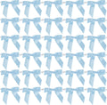 AIMUDI Light Blue Satin Ribbon Twist Tie Bows 2.5" Pretied Blue Bows for Baby Shower Premade Baby Blue Bows for Crafts Treat Bags Cake Pop Gift Wrapping Wedding Party Favors Goodie Bags - 50 Counts
