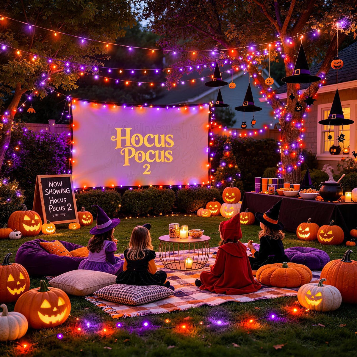 JMEXSUSS 1000LED Orange and Purple String Lights, Halloween Lights Plug in