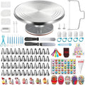 ANSLYQA Cake Decorating Kit, 393 Pcs Baking Tools | Aluminium Cake Turntable, Leveler, 55 Numbered Icing+Skirt Tips, 2 Spatulas, 100 Pastry Bags, 150 Cupcake Liners & More