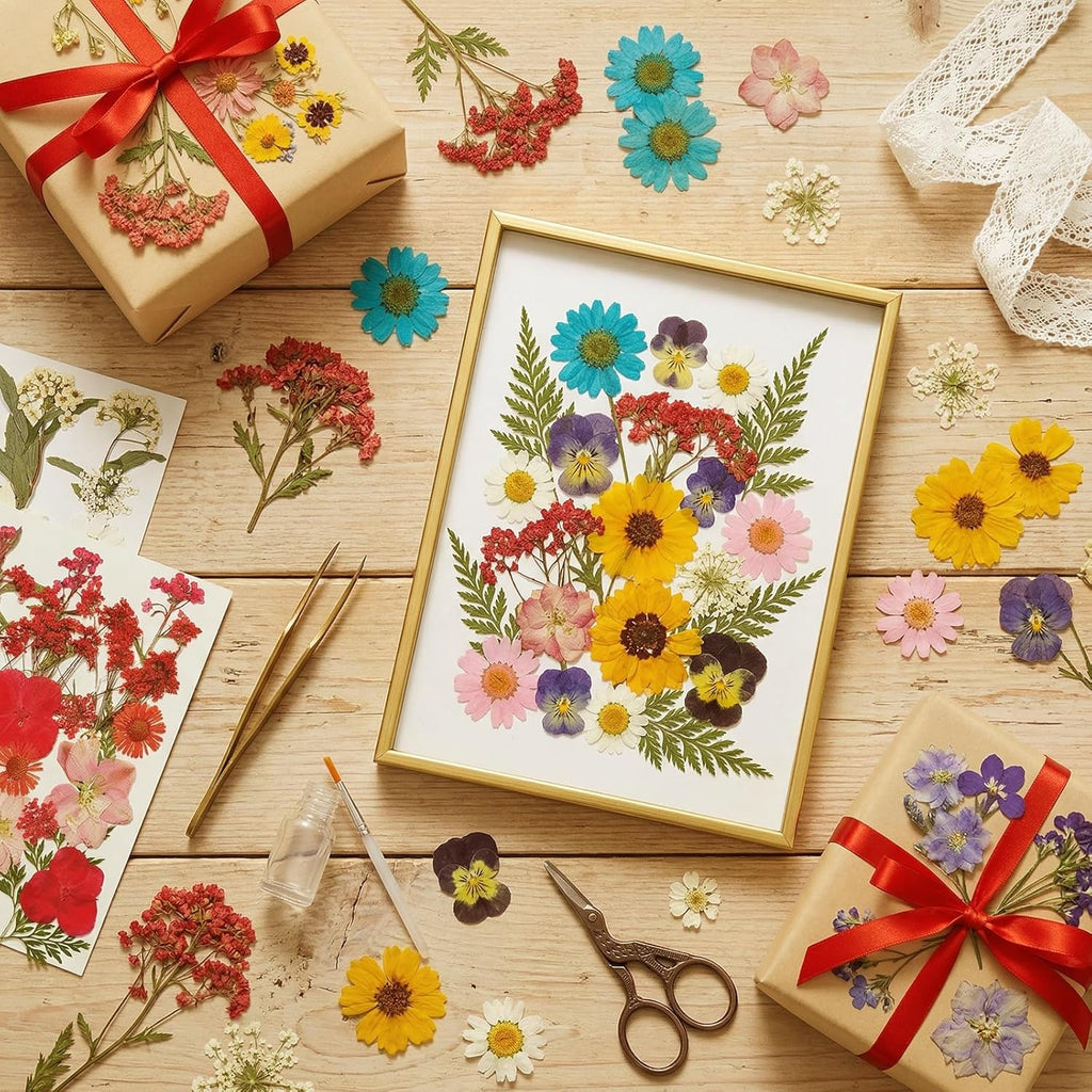 Dried Flowers for Resin, 106pcs Natural Flowers and Leaves Compressed | Vacuum Packed DIY Pressed Flowers for Epoxy, Jewelry, Candles, Soap, Nail Production