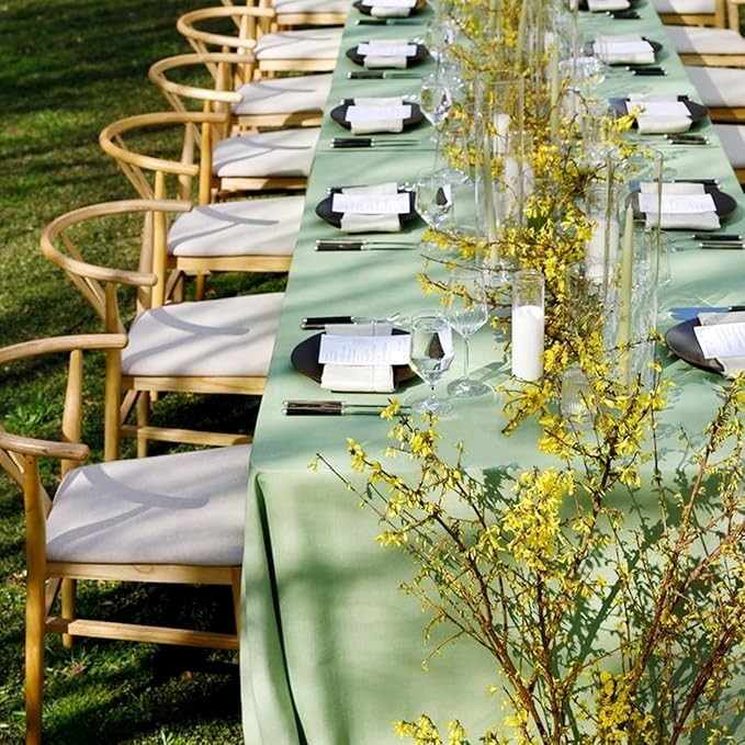10 Pack Sage Green Rectangular Tablecloths, 60 x 126 Inch, Polyester, Wrinkle & Stain Resistant, Perfect for 8ft Tables, Wedding, Party, Banquet