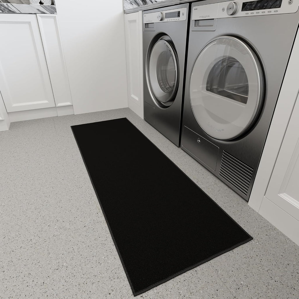 Ottomanson Hallway Runner Rug 2'2" x 6' Non Slip Solid Area Rugs Easy to Clean Laundry Rug Runner Durable & Pet Friendly Floor Carpet Runners for Hallways Entryway Living Room Kitchen, Black