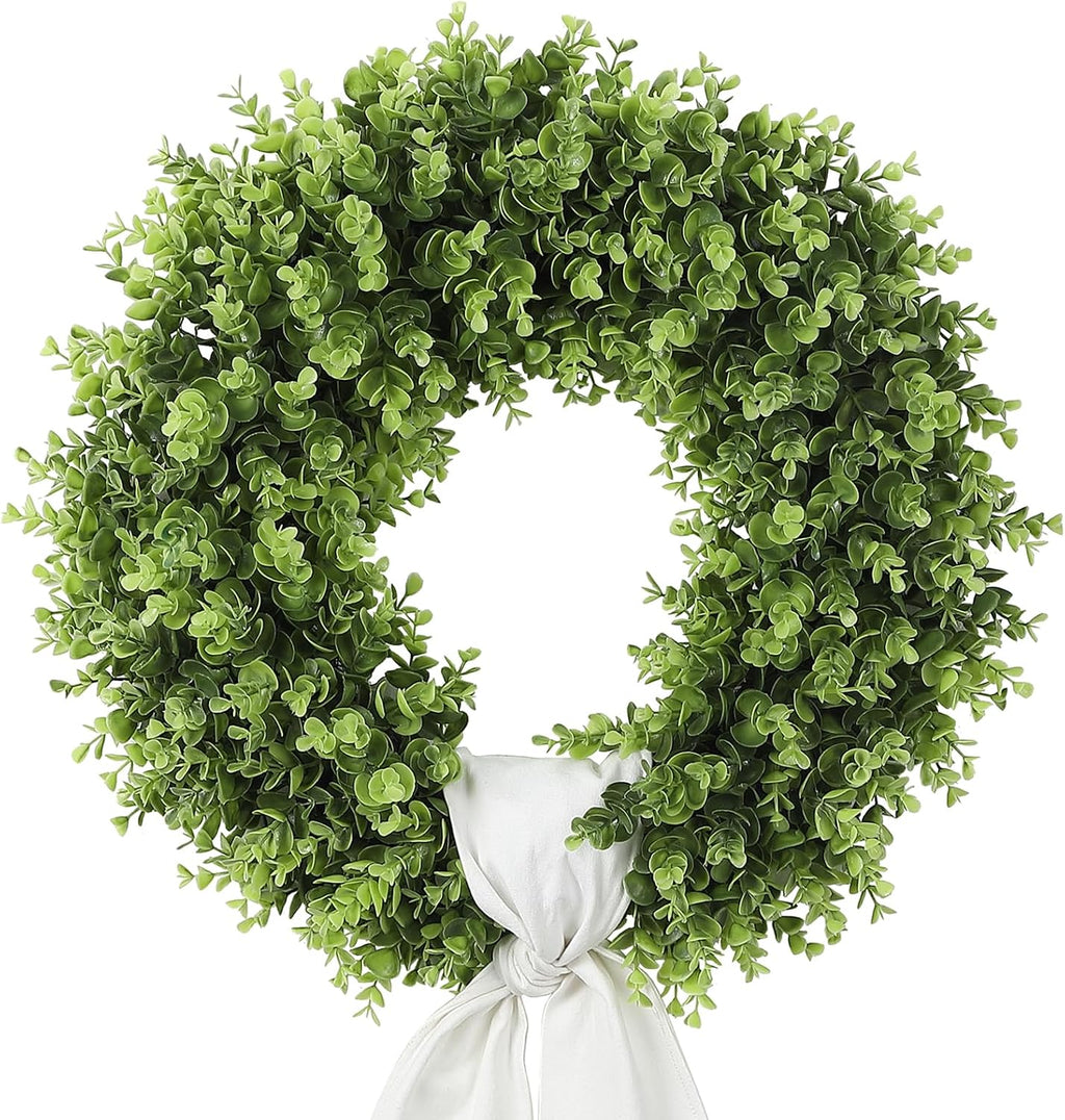 boxwood wreaths for front door artificial green spring, main product view